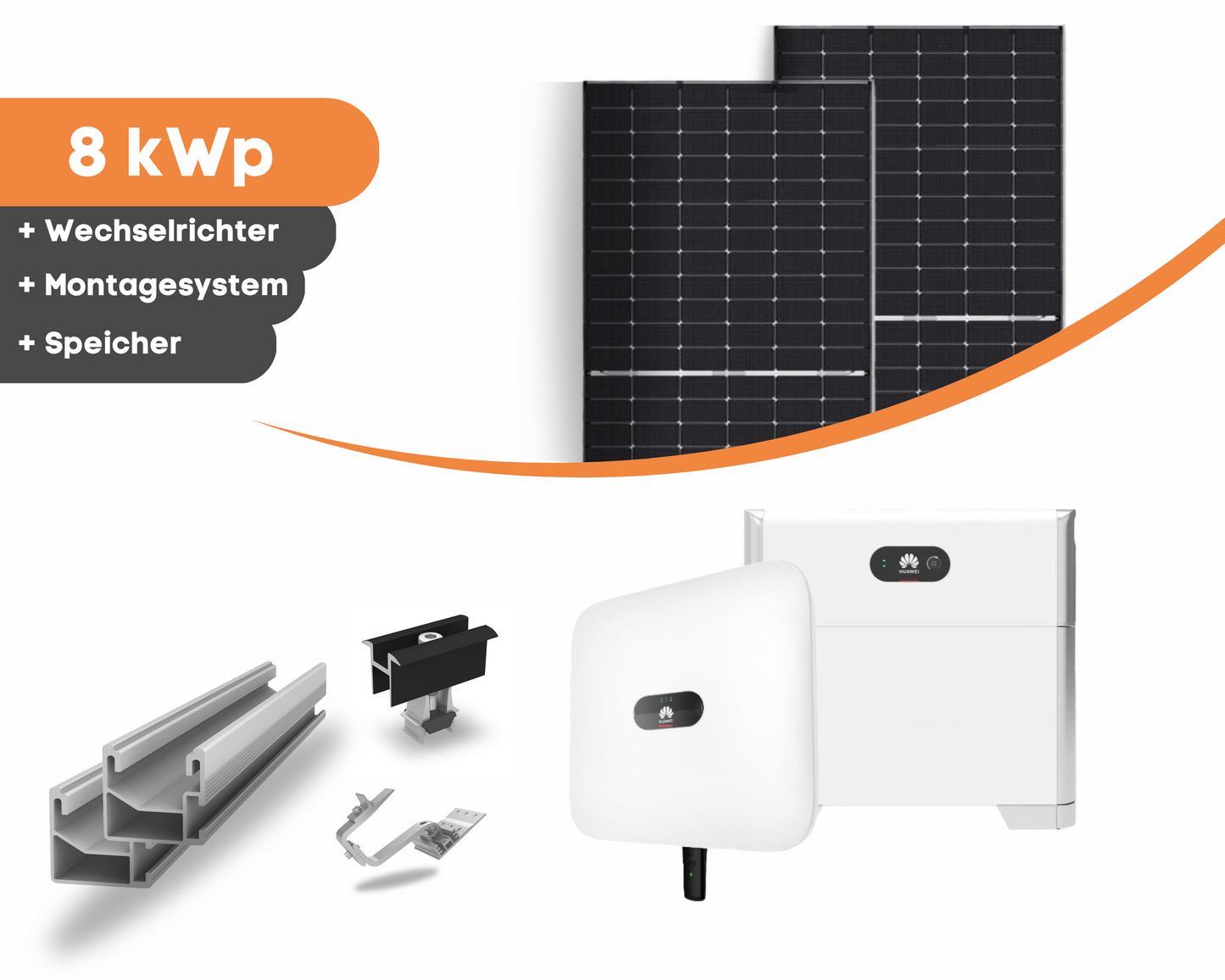 8 kW PV-Anlage-Komplettsystem mit Trina Solar Modulen und Huawei Lösung + Speicher
