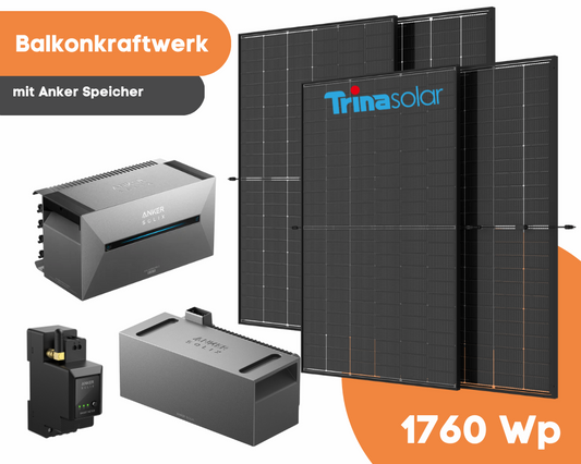 Balkonkraftwerk Set 1760W mit Trina 440W PV Modulen & Anker Komplettset